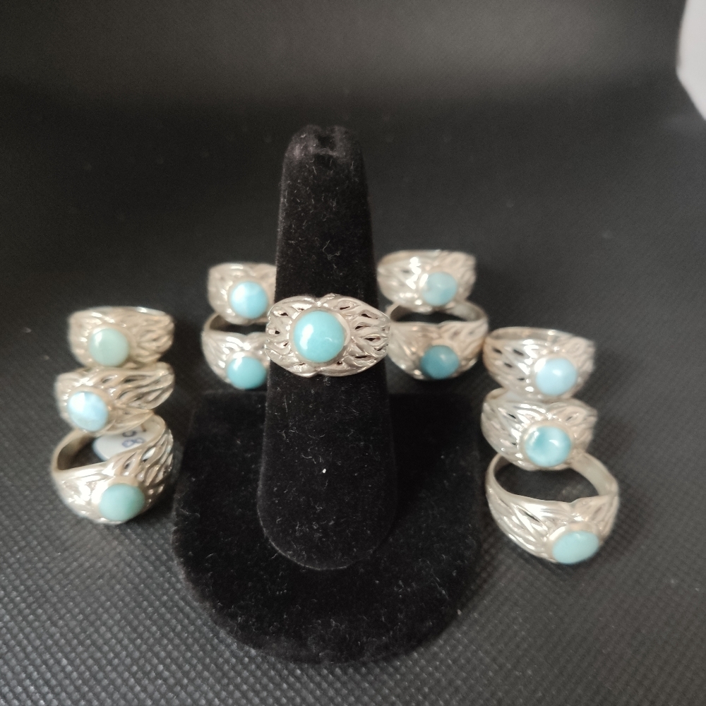 Beatiful Larimar Roots Silver 925 Ring - image 8